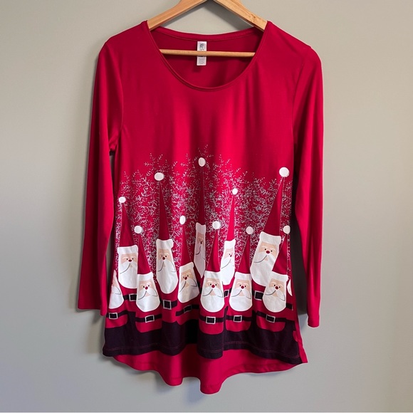 Mac & Belle Red Long Sleeve Santa Christmas Tunic Top Size Large - Picture 2 of 7